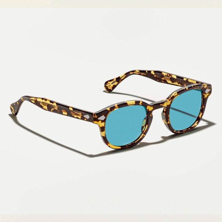 LEMTOSH SUN in Tokyo Tortoise with Blue Glass Lenses 3q