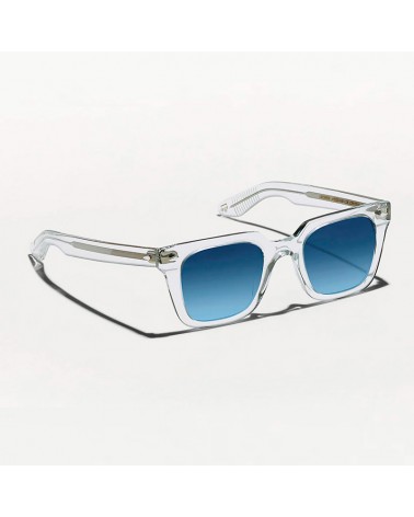 Las GROBER SUN en Crystal con lentes Denim Blue vista 3q