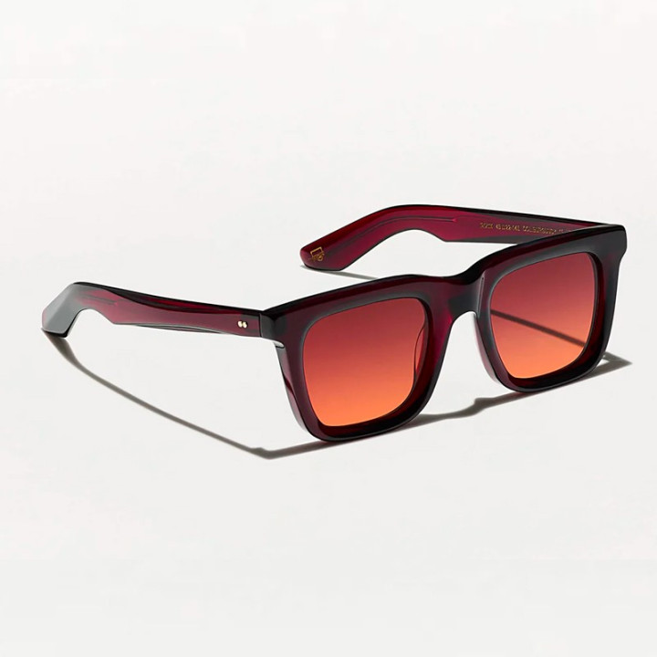 Las Moscot Rizik Sun Burgundy con lentes Cabernet vista 3q
