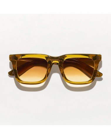 The Moscot Rizik Sun Olive Brown with Chestnut Fade lenses