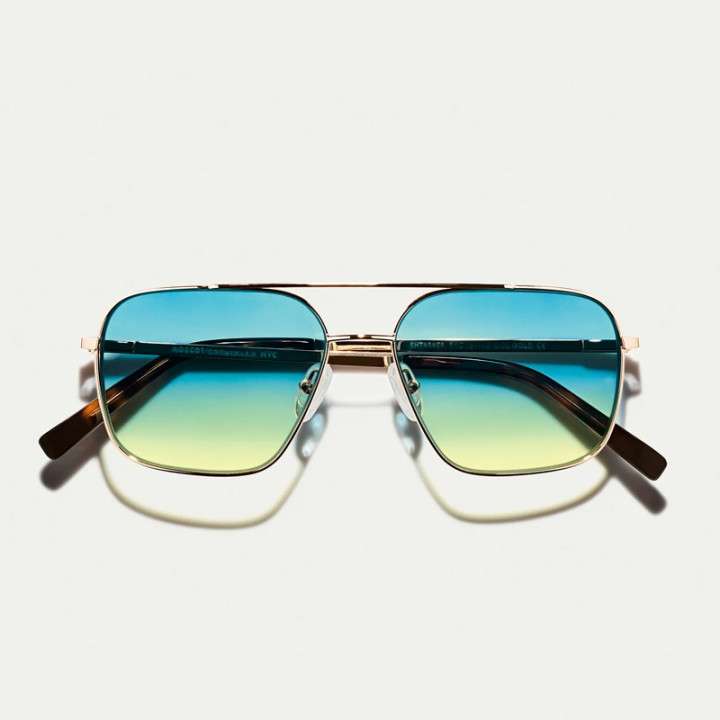 MOSCOT SHTARKER GOLD WITH CUSTOM MADE TINTS Aqua sunrise