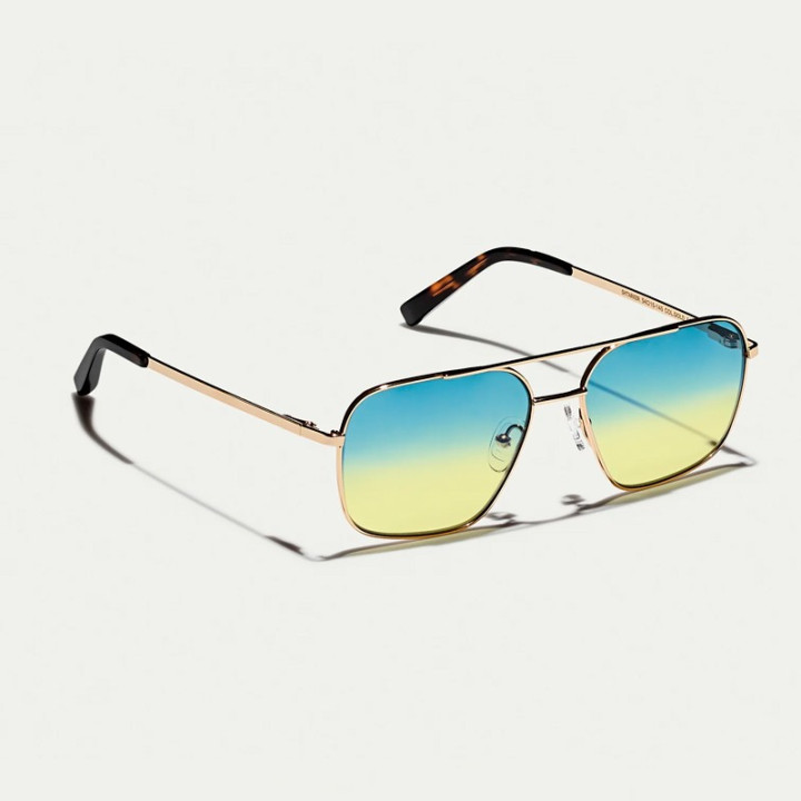 MOSCOT SHTARKER GOLD WITH CUSTOM MADE TINTS Aqua sunrise 3q