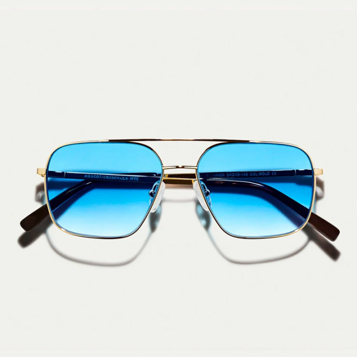 MOSCOT SHTARKER GOLD WITH CUSTOM MADE TINTS Broadway Blue Fade