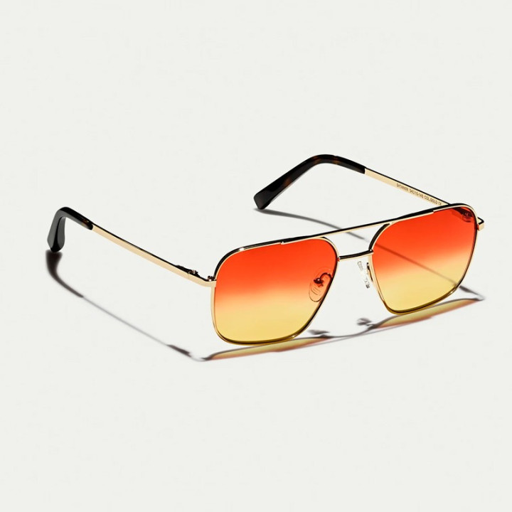 MOSCOT SHTARKER GOLD WITH CUSTOM MADE TINTS Candy Corn 3q