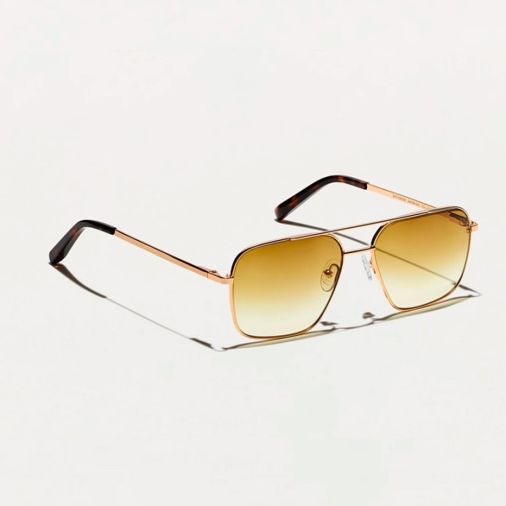 MOSCOT SHTARKER GOLD WITH CUSTOM MADE TINTS Chestnut Fade 3q