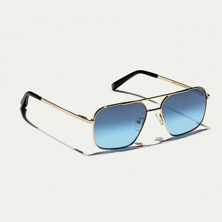 MOSCOT SHTARKER GOLD WITH CUSTOM MADE TINTS Denim Blue 3q