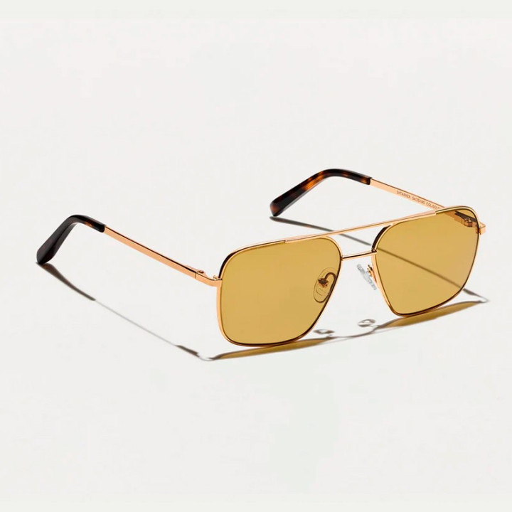 MOSCOT SHTARKER GOLD WITH CUSTOM MADE TINTS Amber 3q