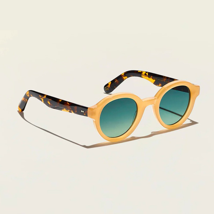 The Greps Sun in Honey tortoise with Forest Wood custom made tints 3q view