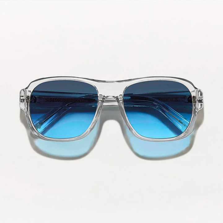 The Shvitz Sun in Crystal with Blue Denim Custom made tints lenses