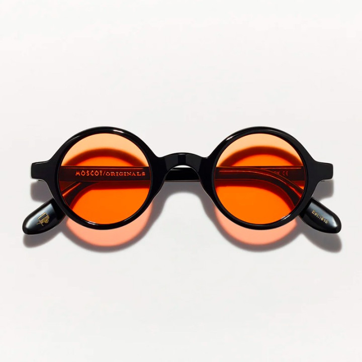 The Zolman Sun in Black with woodstock orange custom made tints