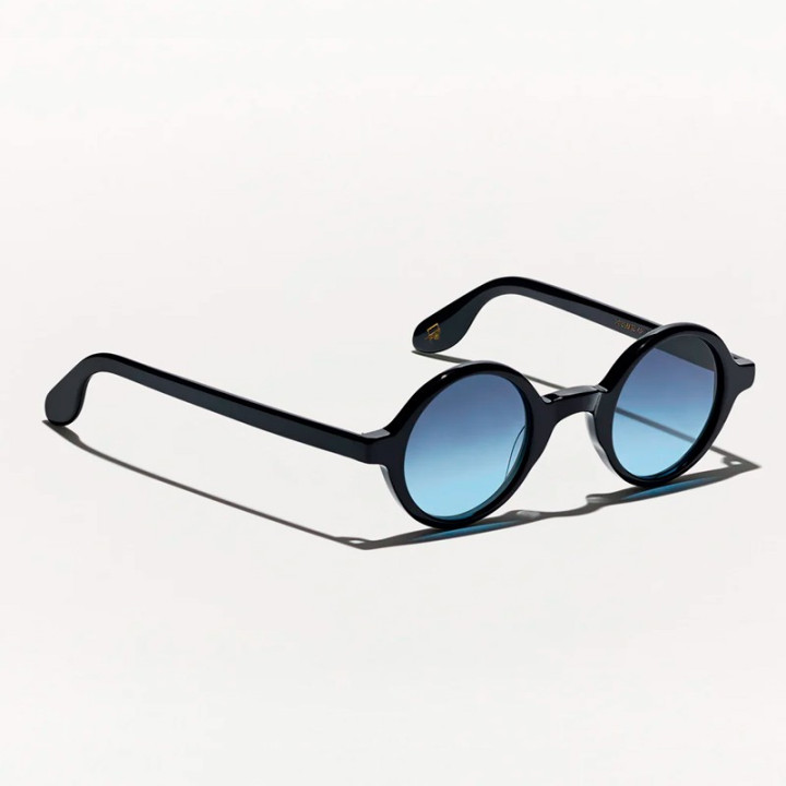 Las Zolman Sun en Black con Denim Blue custom made tints  3q view