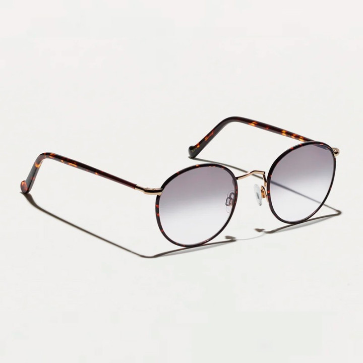 The Zev Tortoise with American Grey Fade Custom Made Tints lenses  3q view