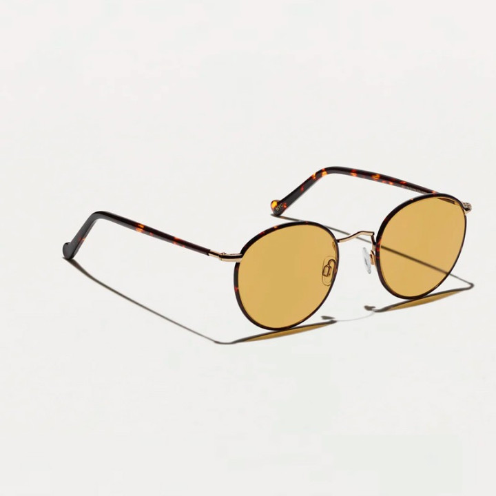 The Zev Tortoise with Amber Custom Made Tints lenses  3q view