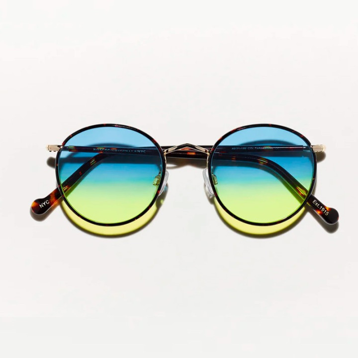 The Zev Tortoise with Aqua Sunrise Custom Made Tints lenses