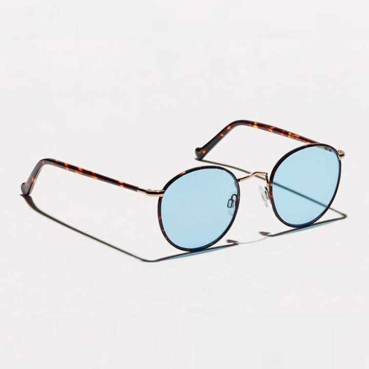 The Zev Tortoise with Bel Air Blue Custom Made Tints lenses  3q view