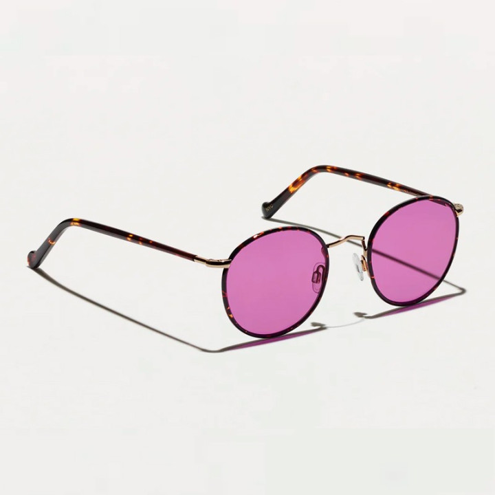 The Zev Tortoise with Purple Nurple Custom Made Tints lenses 3q view