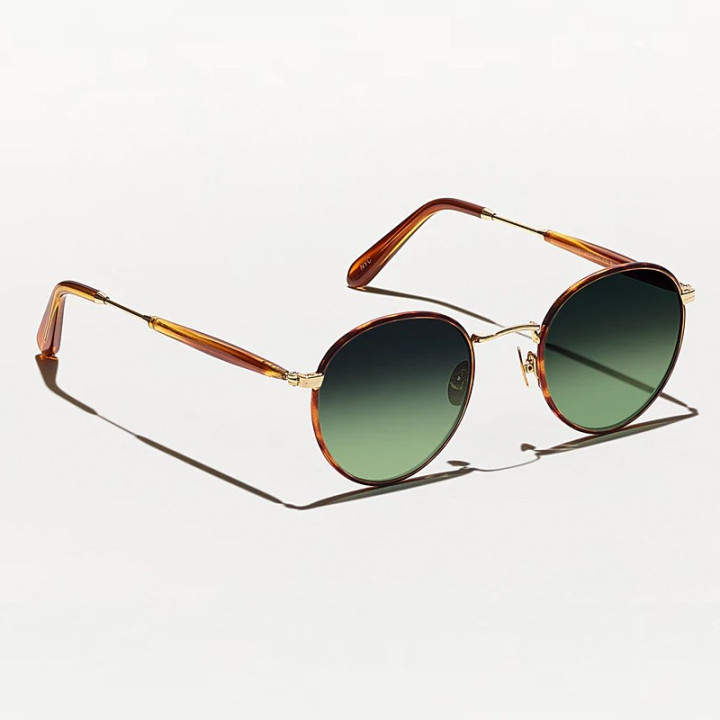 Las Pitsel Sun en Blonde Gold  con lentes Forest Wood Custom made tints vista 3q