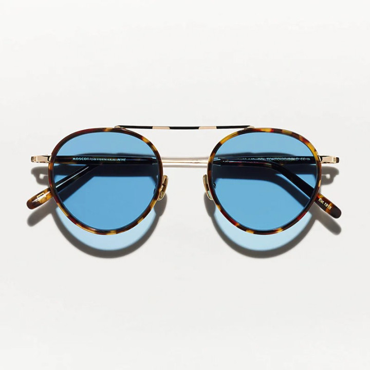 Las Pupik sun en tortoise gold con lentes celebrity blue custom made tints