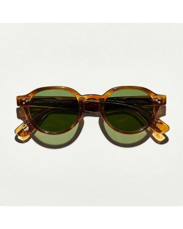 Las Ezra Sun honey blonde con lentes minerales Calibar Green