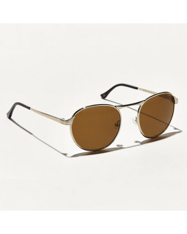 The Groyse Sun raw gold with cosmitan brown glass lenses 3q view