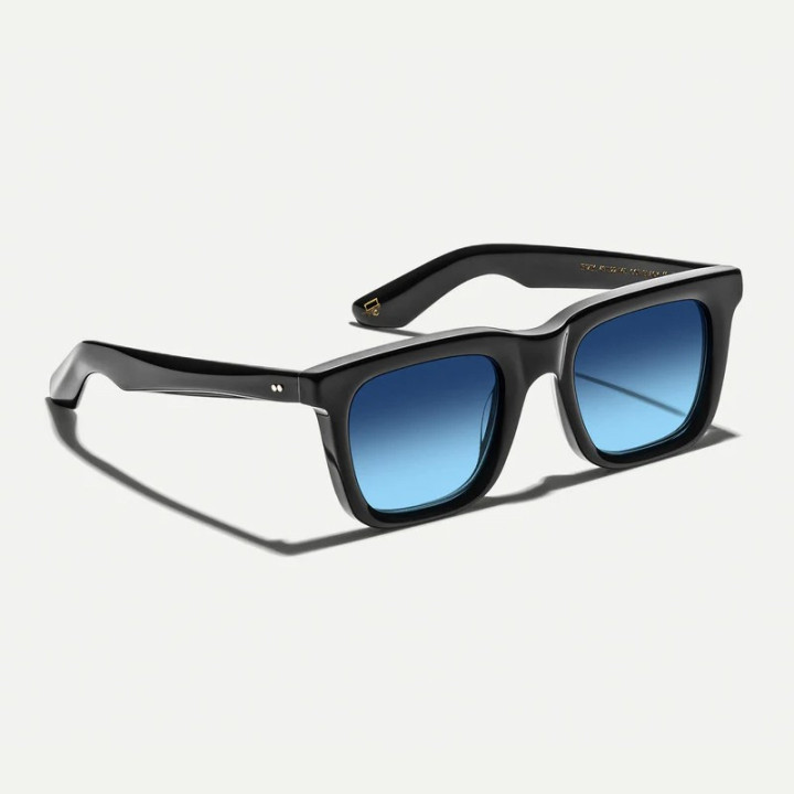 The Rizik Black with Denim Blue Custom tinted lenses 3q view