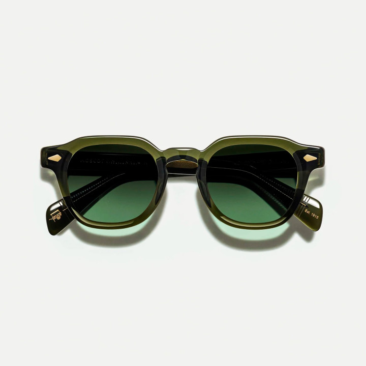 Las Dolt Sun en Dark Green con Forest Wood Custom made tints lenses