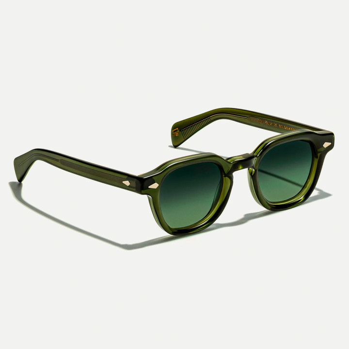 Las Dolt Sun en Dark Green con Forest Wood Custom made tints lenses (vista 3q)