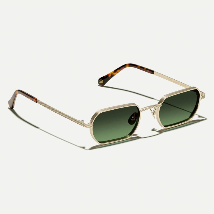 The Shmooz Sun in Gold with Forest Wood CMT lenses (3q view)