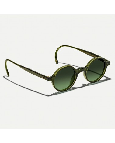 Las Scooch Sun en Dark Green con Forest Wood CMT lenses (vista 3q)