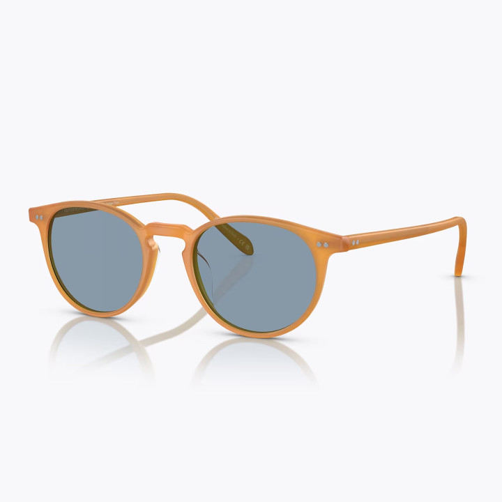 Oliver Peoples Riley Sun Semi matte amber tortoise Cobalto (vista 3q)